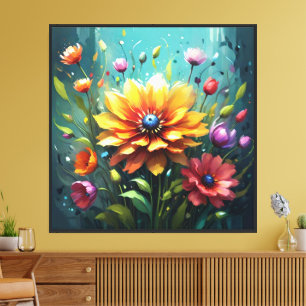 Radiant Digital Flower Bouquet Wall Art