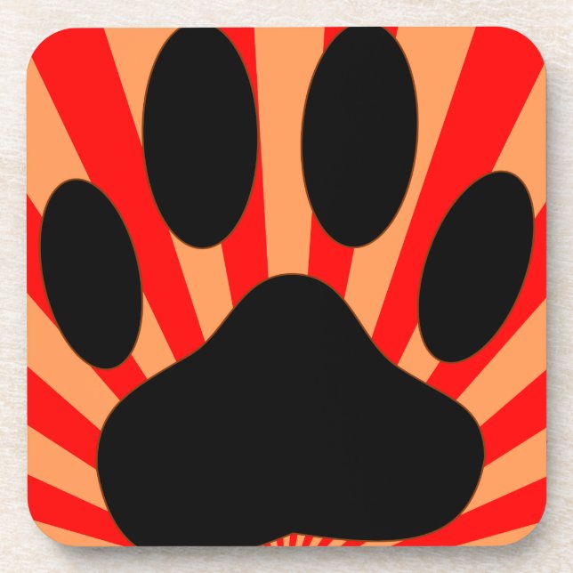 Radiant Dog Paw Print Coaster (Front)