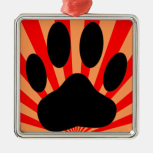 Radiant Dog Paw Print Metal Tree Decoration