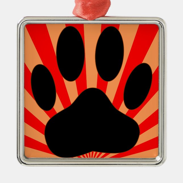 Radiant Dog Paw Print Metal Tree Decoration (Front)