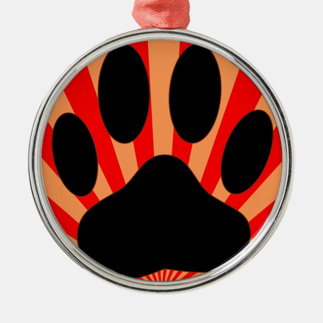 Radiant Dog Paw Print Metal Tree Decoration (Front)