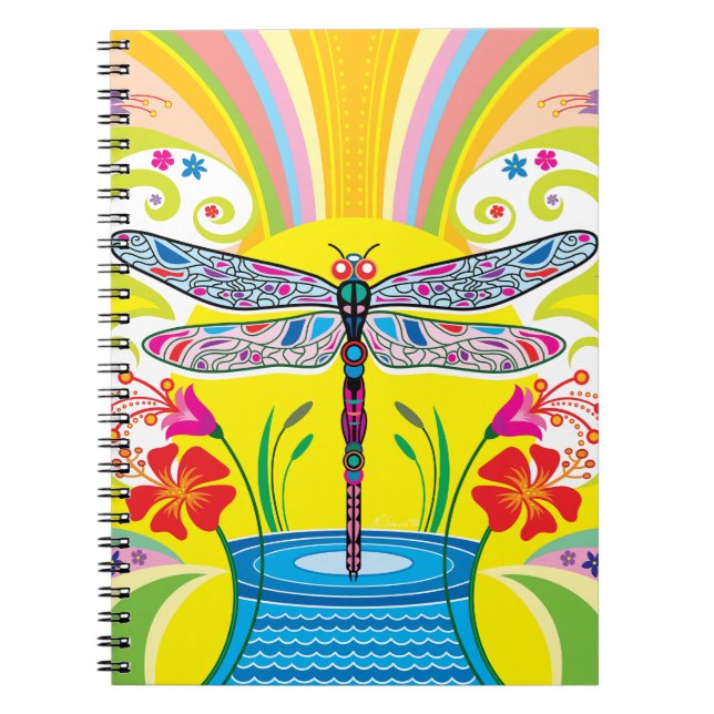 Radiant Dragonfly and Wildflowers Notebook (Front)