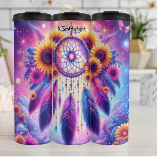 Radiant Dreamcatcher with Sunflowers and Feathers Thermal Tumbler