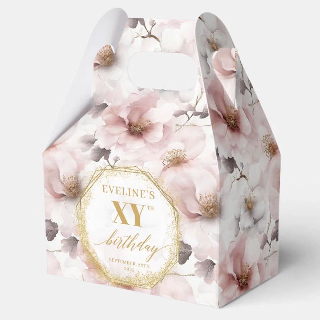 Radiant dusty pink boho watercolor 50th birthday favour box (Radiant dusty pink boho watercolor 50th birthday favor boxes)