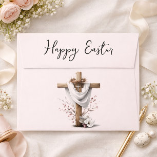 Radiant Easter Cross with Floral Accents Envelope