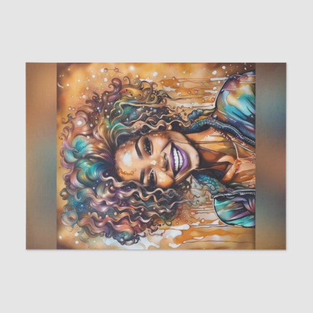 Radiant Ebony Oil Slick Queen Decoupage Paper (Front)