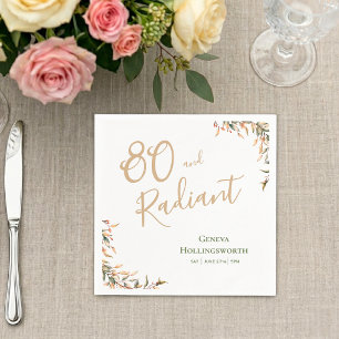 Radiant Eighty Champagne Sage Watercolor Birthday Napkin