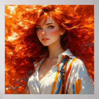 Radiant Elegance – Oil Portrait of Timeless Beauty Poster