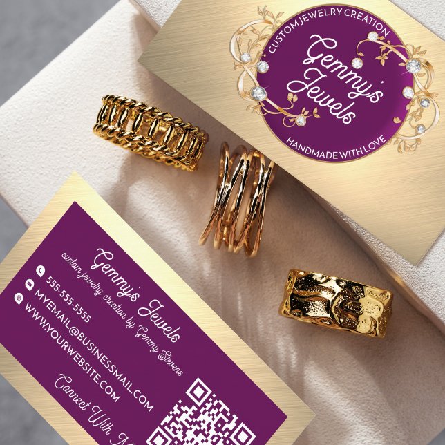 Radiant Elegant Gold Black Custom Jewellery Crafte Business Card (Creator Uploaded)