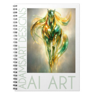 Radiant Emerald Gold Horse Abstract Metallic Notebook
