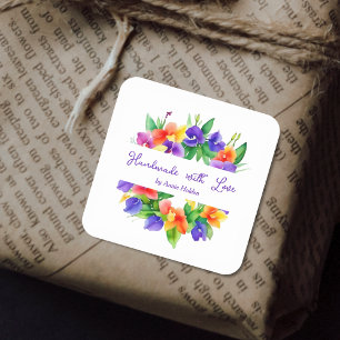 Radiant Exoticism Garland of Colours Tropical Flor Square Sticker