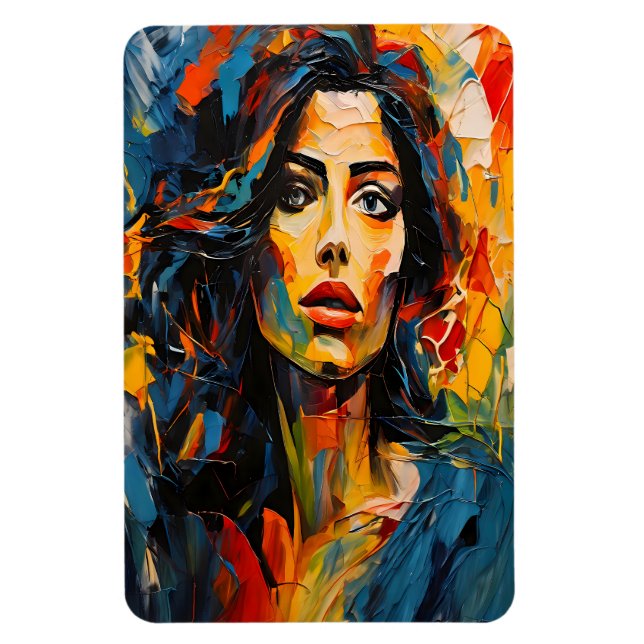 Radiant Expressionist Portrait Art Magnet (Vertical)