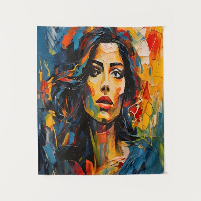 Radiant Expressionist Portrait Art Tapestry (Front)