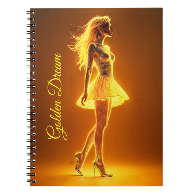 Radiant fantasy model luminous golden glow notebook (Front)