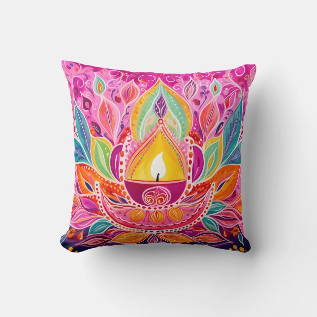 Radiant Festivities: A Dazecore Celebration Cushion (Front)