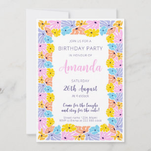 Radiant Floral Edge Birthday Fest Invitation
