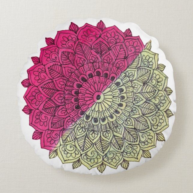 Radiant Floral Mandala Pillow (Front)