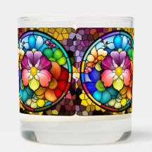 Radiant Floral Stained Glass Scented Jar Candle