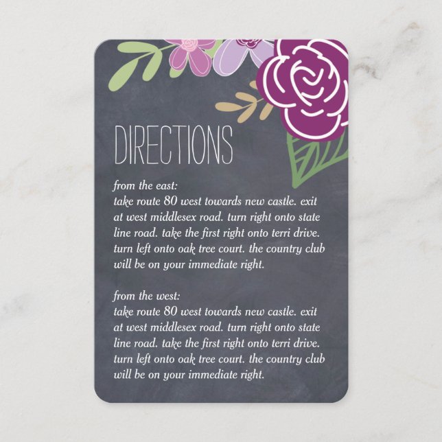 Radiant Florals Wedding Directions Cards (Front)
