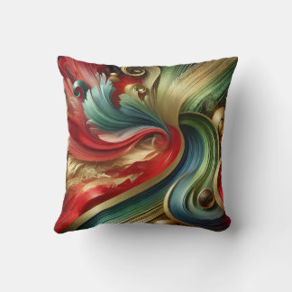 Radiant Flow – Abstract Gold and Colourful Canvas Cushion