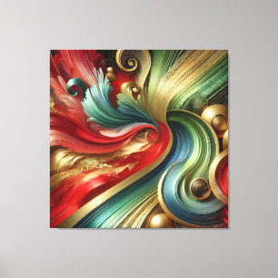 Radiant Flow – Abstract Gold and Colourful Canvas Print