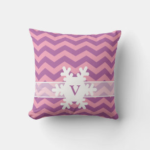 Radiant Frosted Orchid Chevrons with Snowflake Cushion