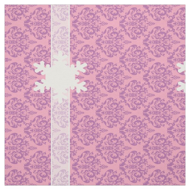 Radiant Frosted Orchid Damask with Snowflake Fabric (Swatch)