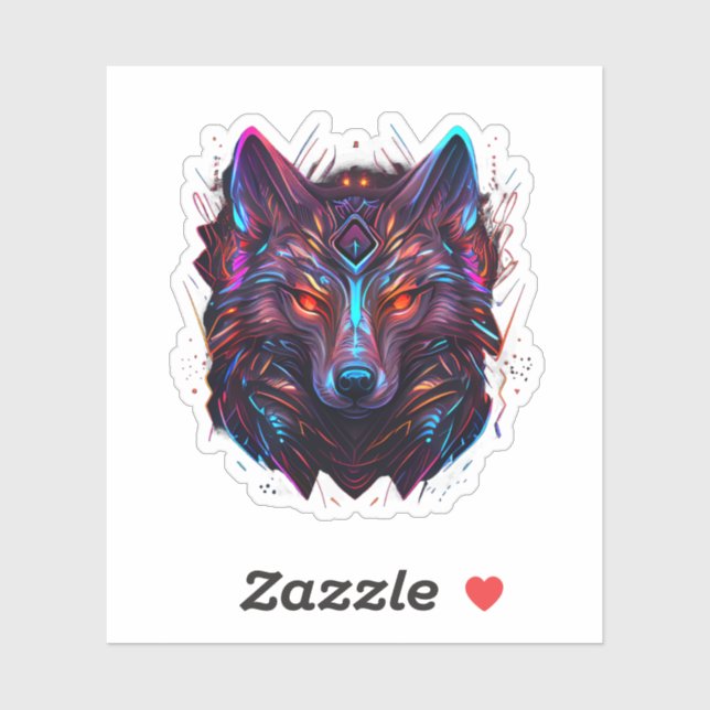Radiant Futuristic Vivid Wolf Neon Sticker (Sheet)
