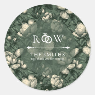 Radiant Gardenias Accent Greenery Wedding Classic Round Sticker