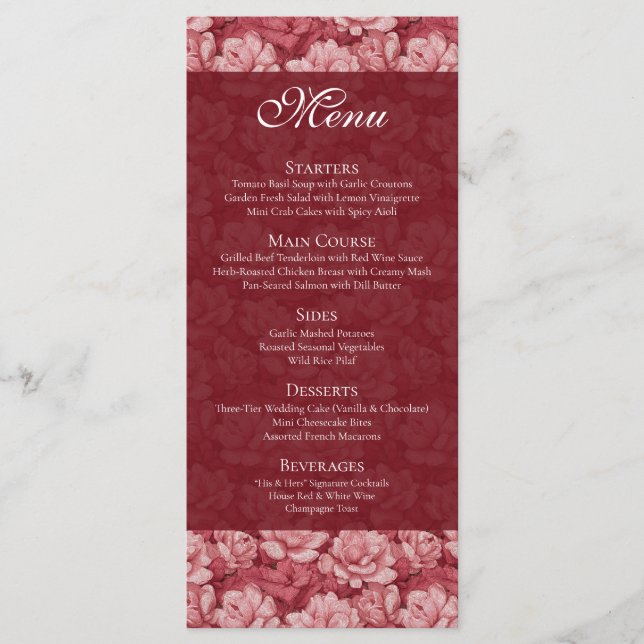 Radiant Gardenias Destination Wedding Menu (Front)