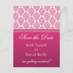 Radiant Glam Damask Save the Date Postcard