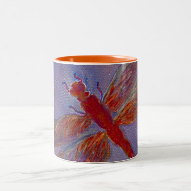 Radiant Glimmer Dragonfly Two-Tone Coffee Mug (Center)