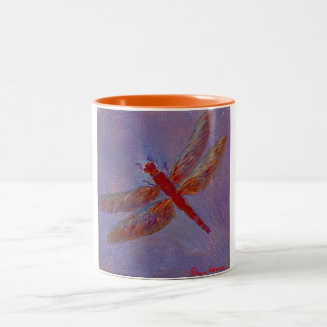 Radiant Glimmer Dragonfly Two-Tone Coffee Mug (Center)