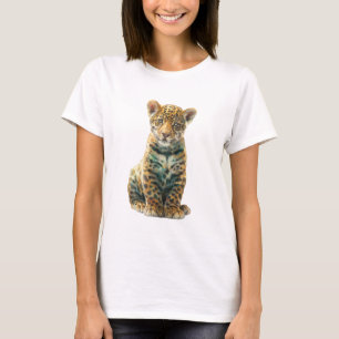 Radiant Glimmer Jaguar Cub Digital Portrait Art T-Shirt