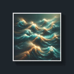 Radiant Glowing Waves - Modern Teal and Gold Ocean Canvas Print<br><div class="desc">A mesmerizing abstract featuring dynamic, flowing ocean waves illuminated by a mystical golden glow. The contrast between deep teal waters and radiant, light-catching crests creates a sense of powerful energy and serene beauty. Perfect for modern living rooms, spa environments, or as a calming yet bold focal point in contemporary office...</div>