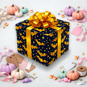 Radiant Gold Bat Pattern Wrapping Paper