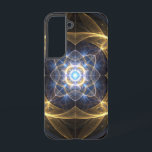 Radiant Gold Blue Fractal Phone Case<br><div class="desc">Protect your phone in style with this mesmerising abstract fractal phone case. Featuring a symmetrical pattern of glowing gold and vibrant blue energy radiating outwards from a central point, this design captures a sense of dynamic power and futuristic cosmic energy. The intricate details and sharp linear elements against a deep...</div>