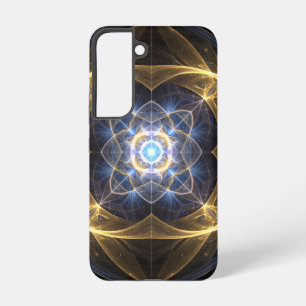 Radiant Gold Blue Fractal Phone Case