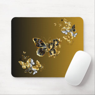 Radiant Gold Butterfly – Botanical Accent Art Mouse Pad