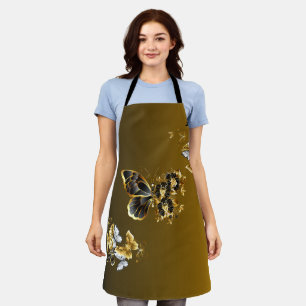 Radiant Gold Butterfly – Floral Nature Apron