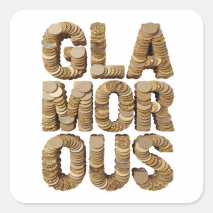 Radiant Gold GLAMOROUS Decal Design Square Sticker