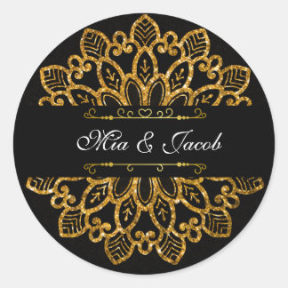 Radiant Gold Mandala Stickers with Floral Elegance