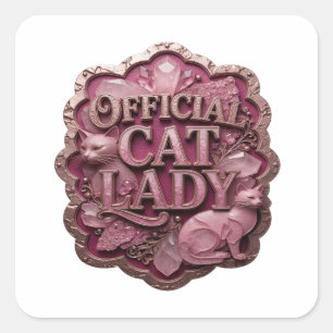 Radiant Gold OFFICIAL CAT LADY Decal Design Square Sticker