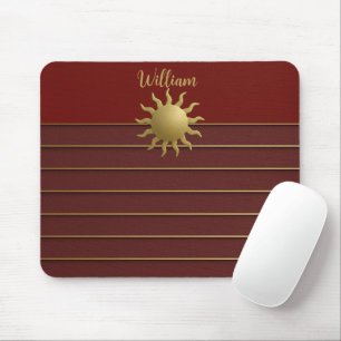 Radiant Golden Sun on Red Mousepad