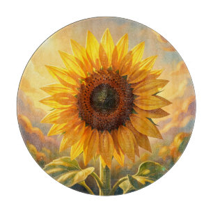 Radiant Golden Sunflower Sunset Cutting Board