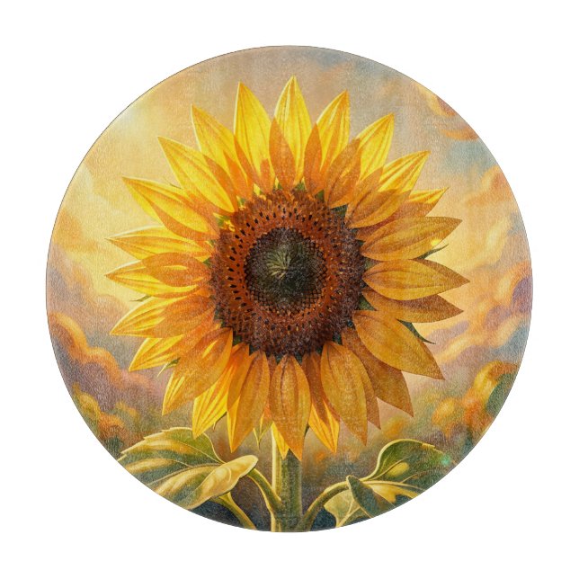 Radiant Golden Sunflower Sunset Cutting Board (Front)