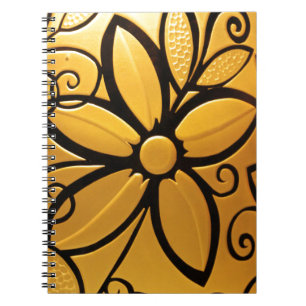 Radiant Golden Yellow Floral Design Spiral Notebook