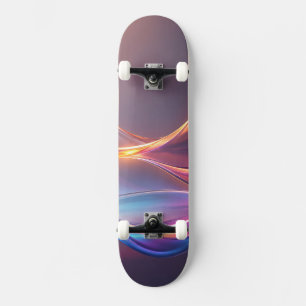 Radiant Gradient Abstract Waves Skateboard