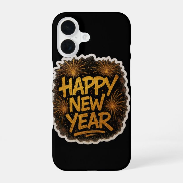 Radiant Graffiti-Style Happy New Year Explosion wi iPhone 16 Case (Back)