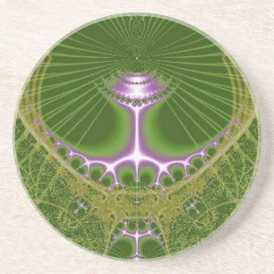 Radiant Green With Gold and Pink Coaster